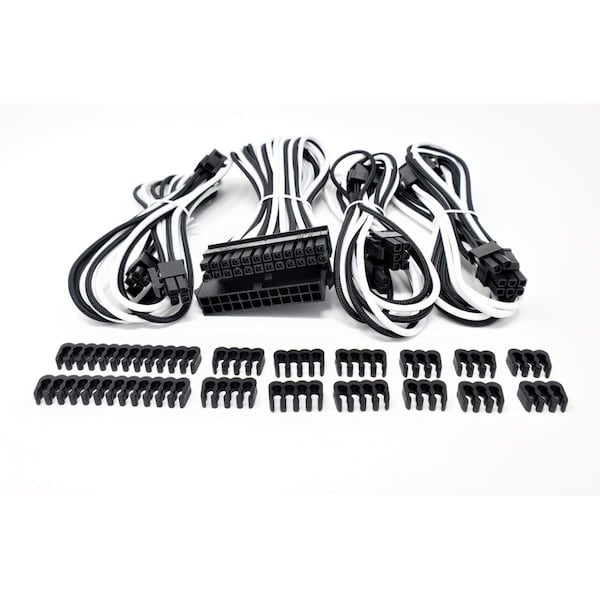 Hi-Tec Premium Sleeved PSU Cable Extension Kit White & Black HI2611720 - main